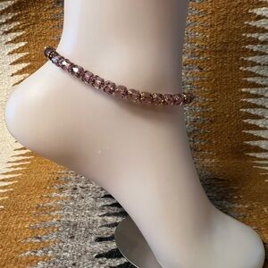 9 1/2 inch purple & gold faceted glass bead anklet with mermaid charm